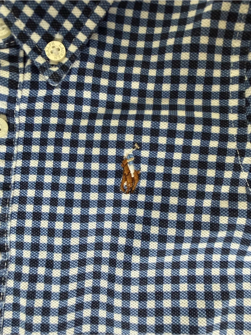 Ralph Lauren Navy and White Gingham Button-Down Shortall Size 24M
